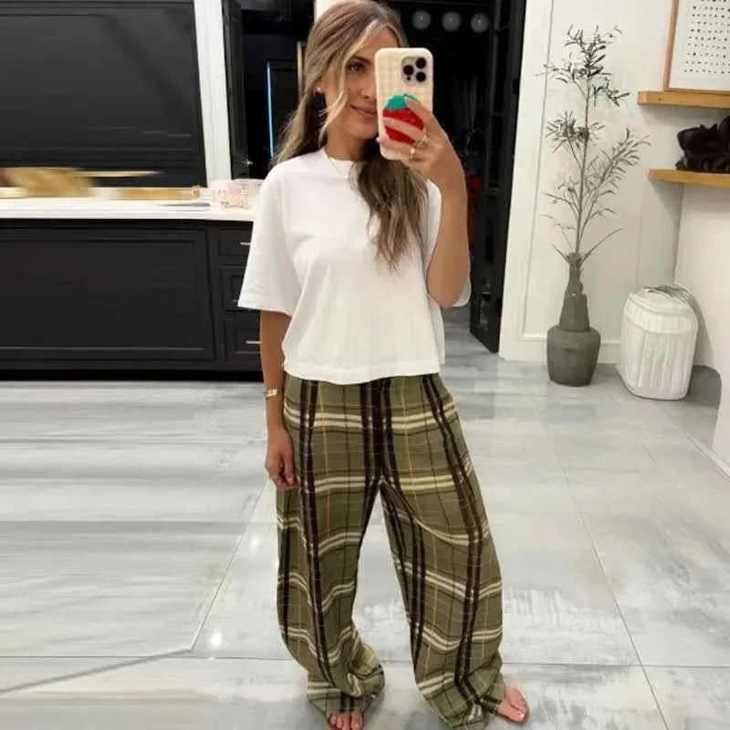 Karierte Wide-Leg Hose - JWANOFFIZIELL