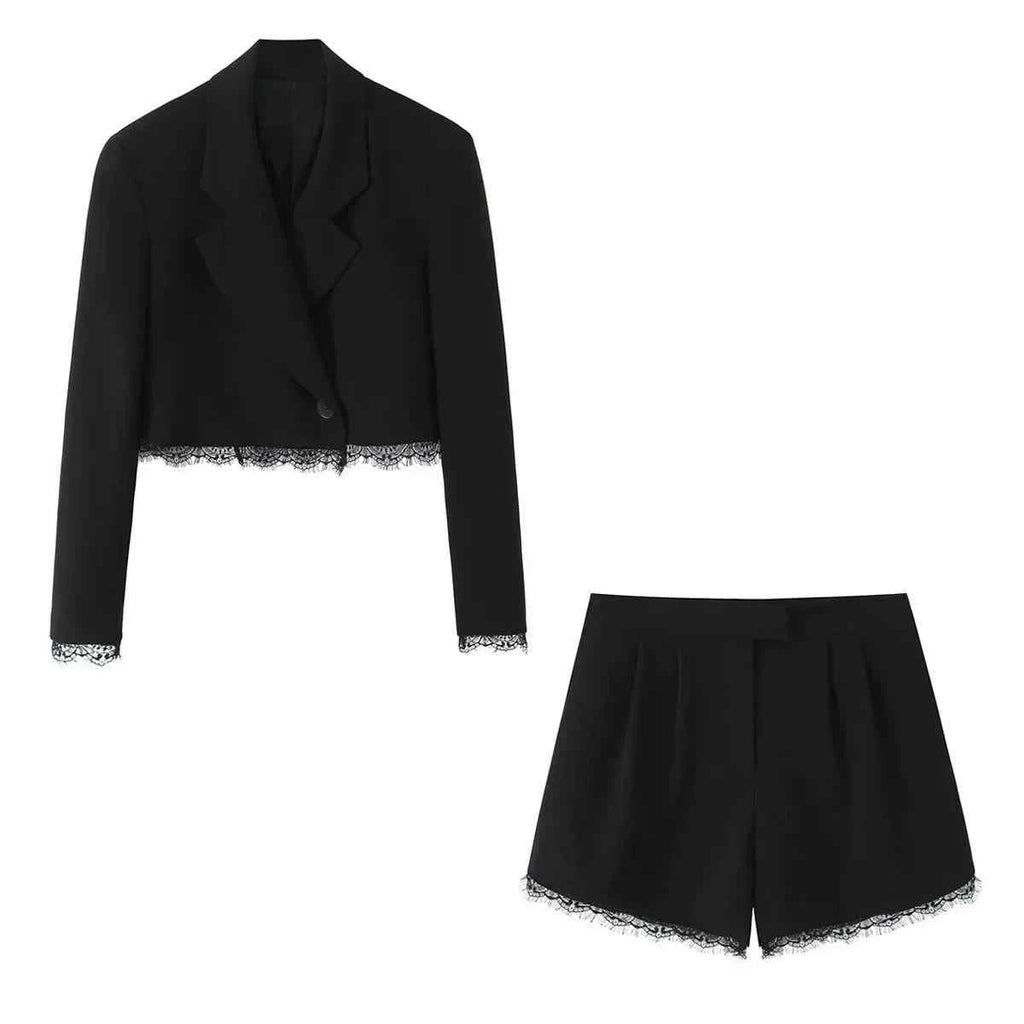 Spitzen-Blazer-Set in Schwarz - JWANOFFIZIELL