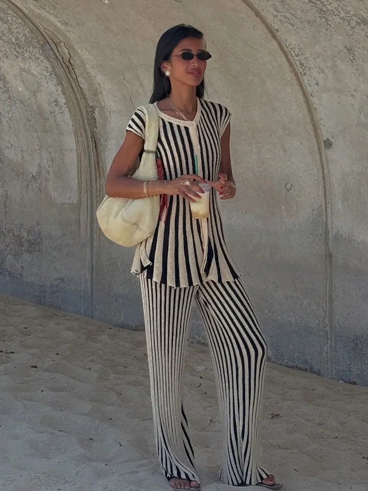 Gestreiftes Strick-Set Top & Hose - JWANOFFIZIELL