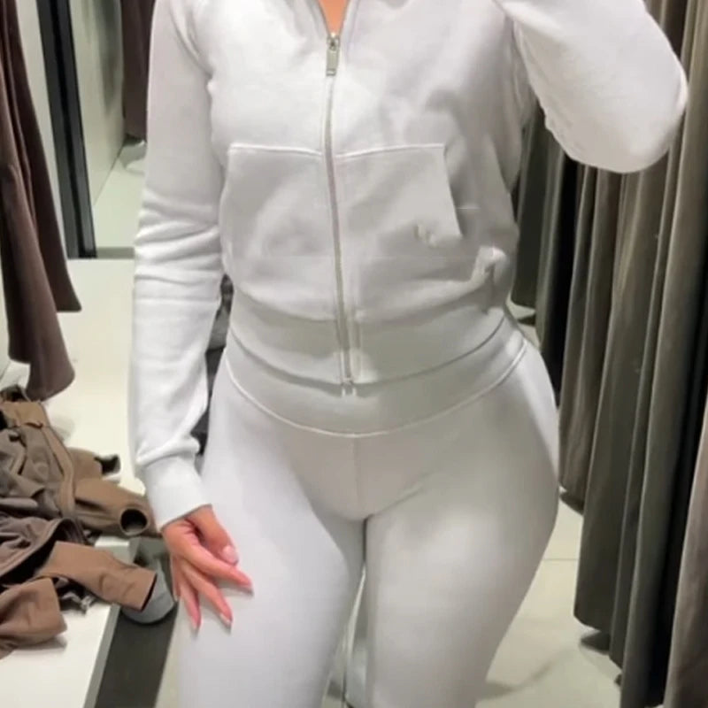 Trendige Fleece Flared-Hose mit Hohem Bund – Weiche Ausgestellte Freizeithose