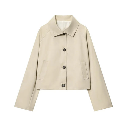 Kurzer Damen-Trenchcoat – Leichte Windbreaker-Jacke mit Knöpfen für Übergangszeit