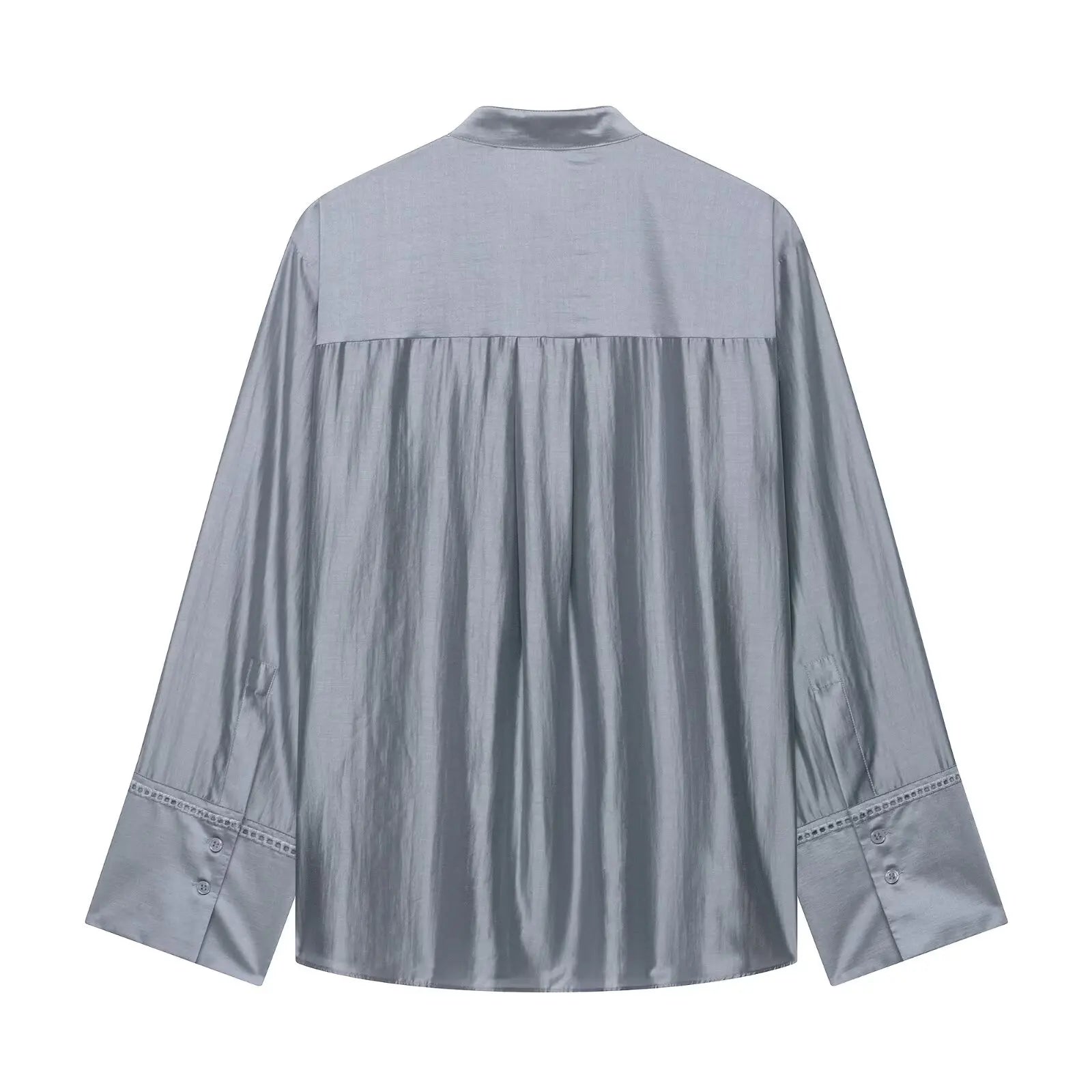 Bestickte Satin-Bluse mit Stehkragen - JWANOFFIZIELL