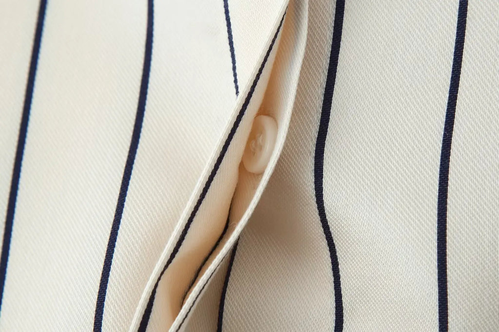 Beige Streifen-Set Puffärmel-Hemd & Hose - JWANOFFIZIELL