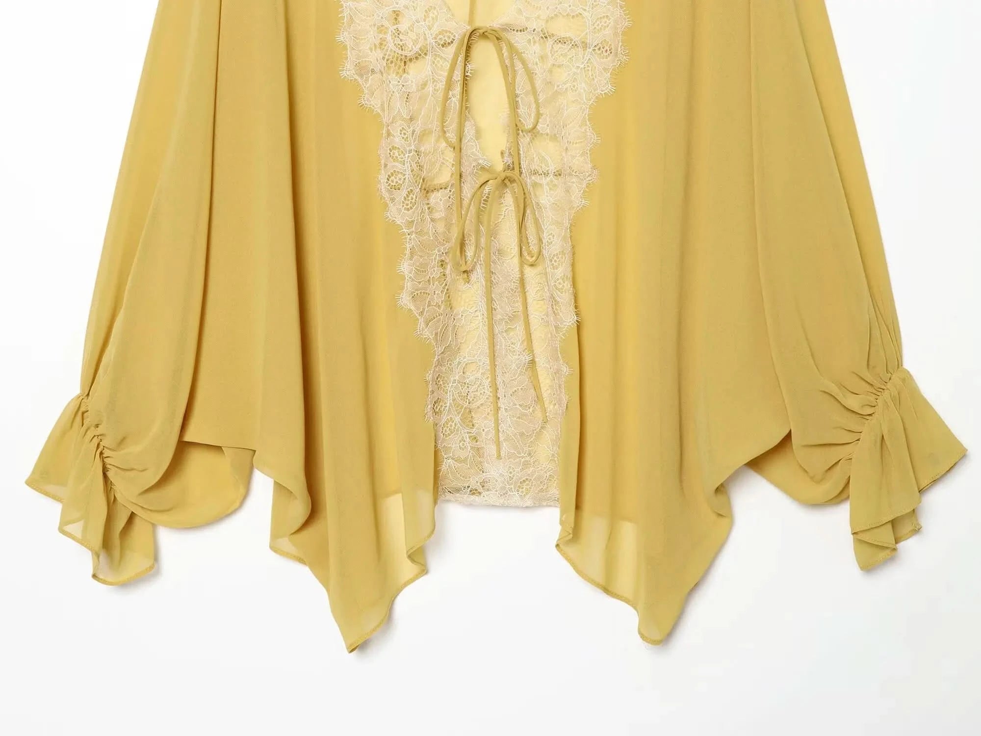 Spitzen Laternenärmel Bluse