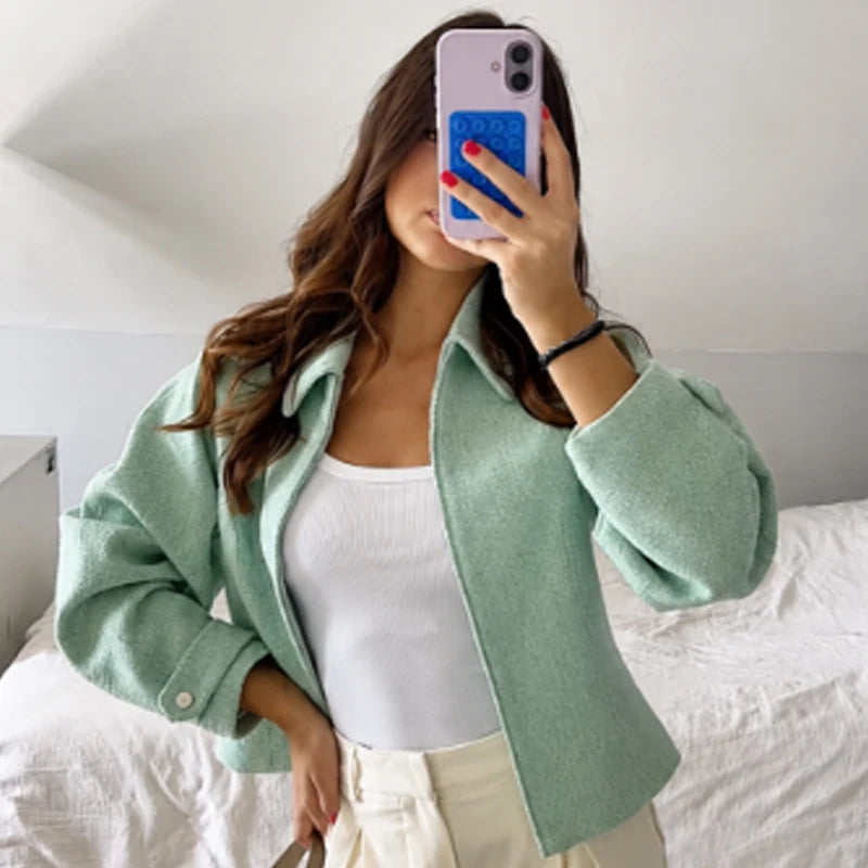 Cropped Tweed-Jacke Mint - JWANOFFIZIELL