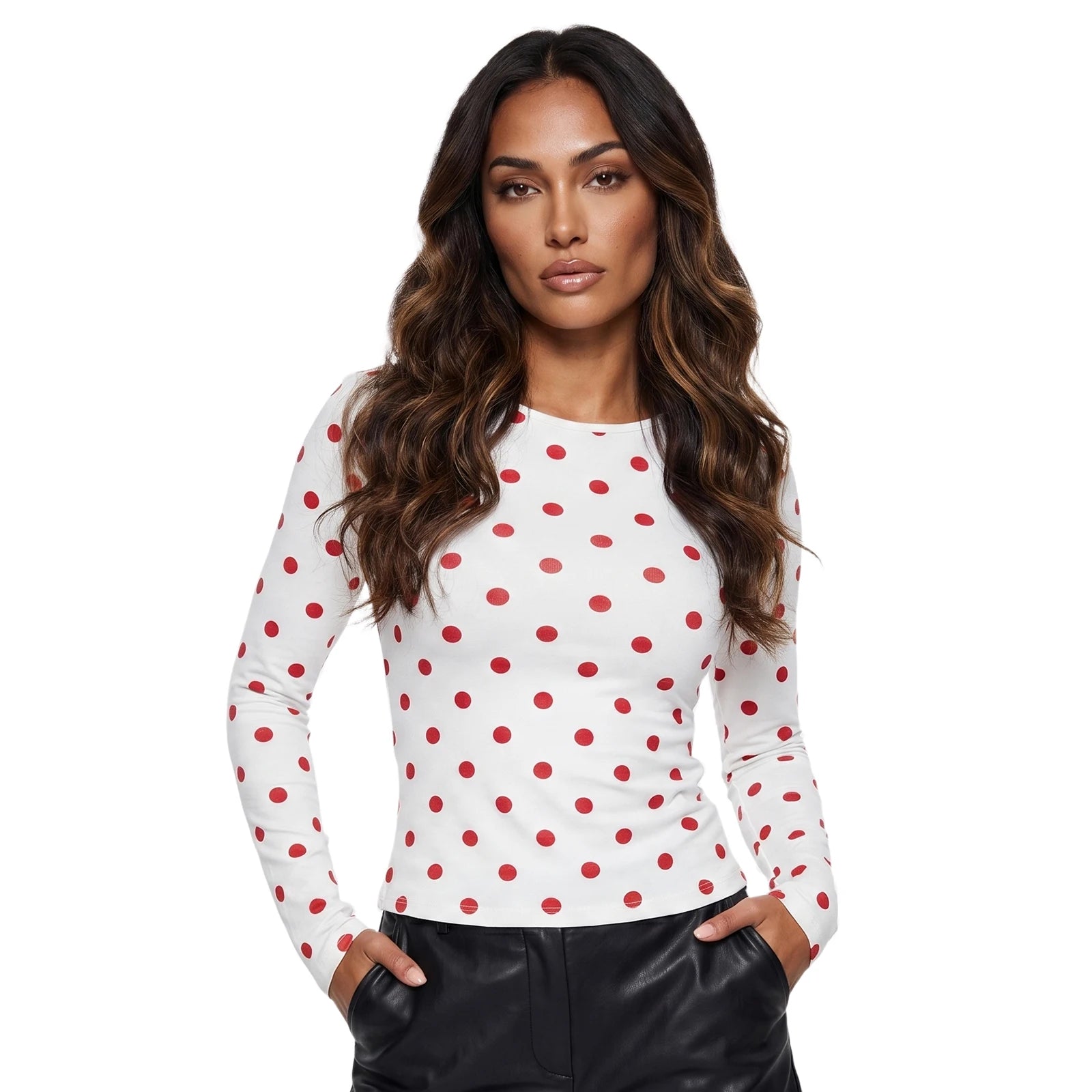 Punkte-Print Langarmshirt Slim Fit - JWANOFFIZIELL
