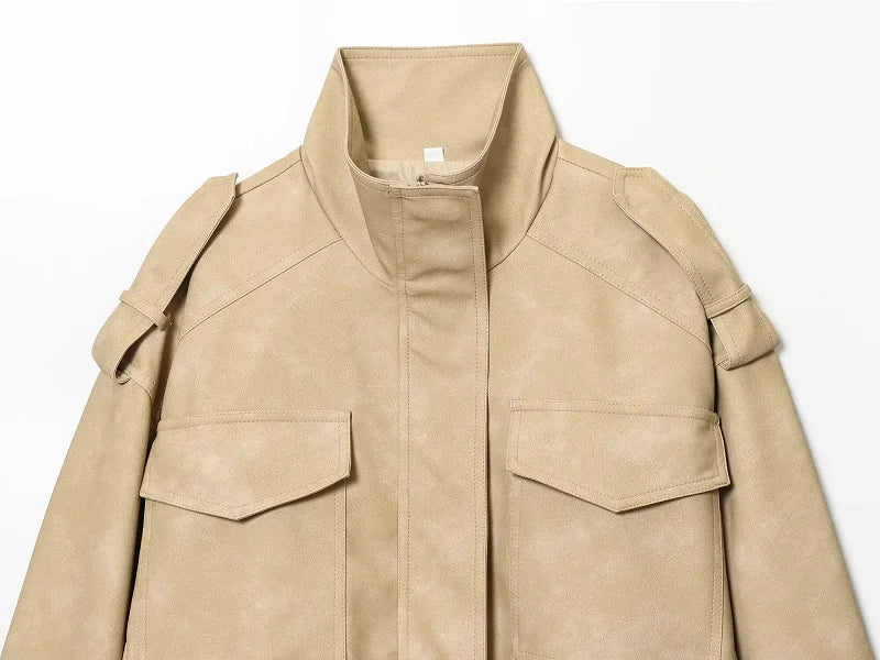 Veloursleder-Bomberjacke Oversize - JWANOFFIZIELL