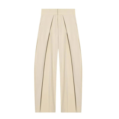 Damen weite Oversize-Hose, gestreift, elegant, Büro
