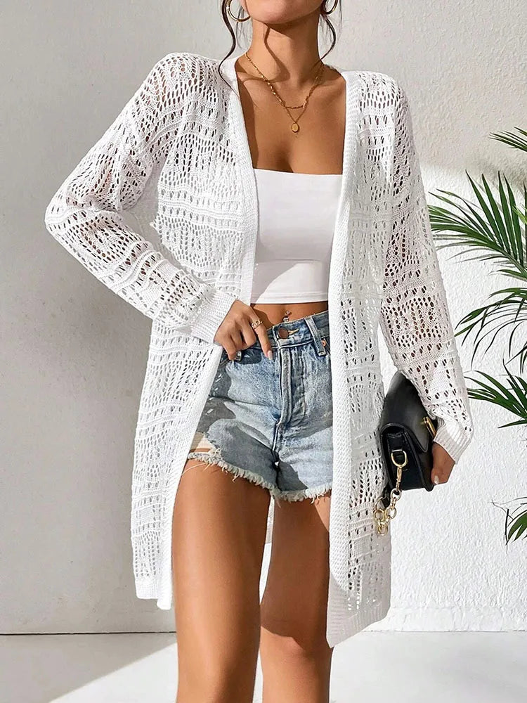 Women's Knitted Cardigan Sun Protection Midi Jacket Lightweight