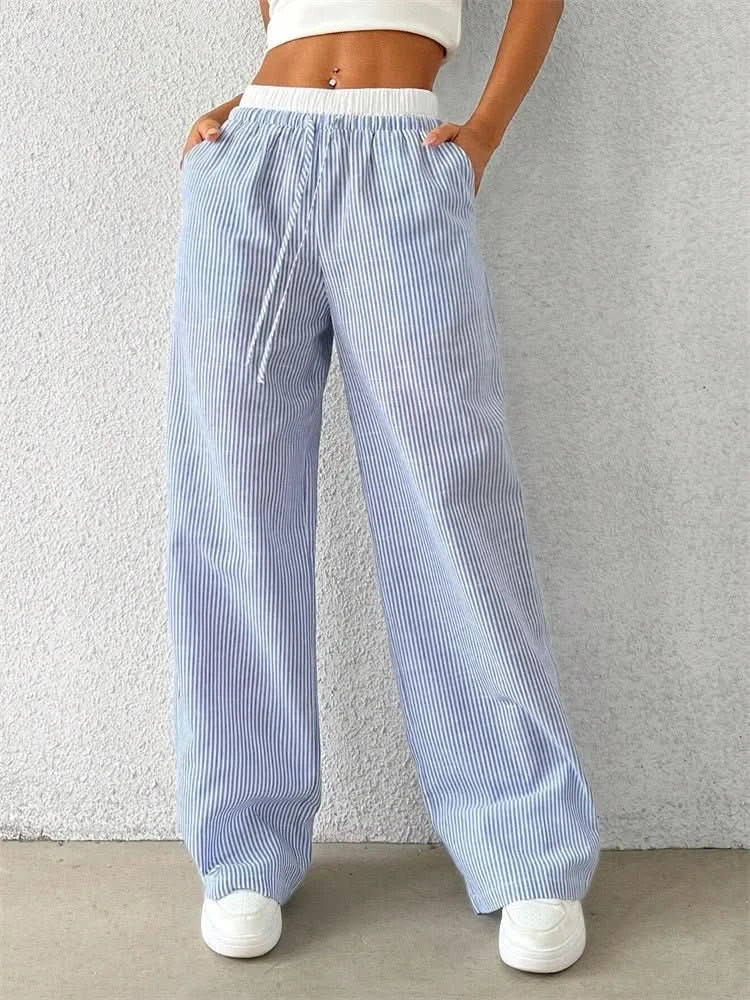 Gestreifte Wide-Leg Hose - JWANOFFIZIELL