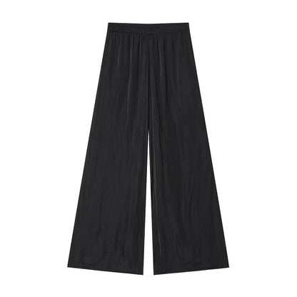 Weite Plissee-Hose Damen – High-Waist Casual Baggy Sommerhose in Schwarz