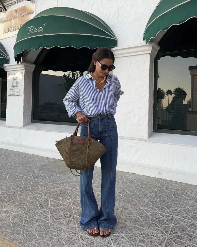 Lässiges Streifenhemd im Loose-Fit – Stylisches Langarm-Popeline-Shirt