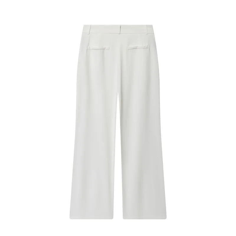 Weißes Wide-Leg Hosen-Set Damen – Lässige High-Waist Streetwear Hose mit Top