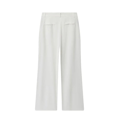 Weißes Wide-Leg Hosen-Set Damen – Lässige High-Waist Streetwear Hose mit Top