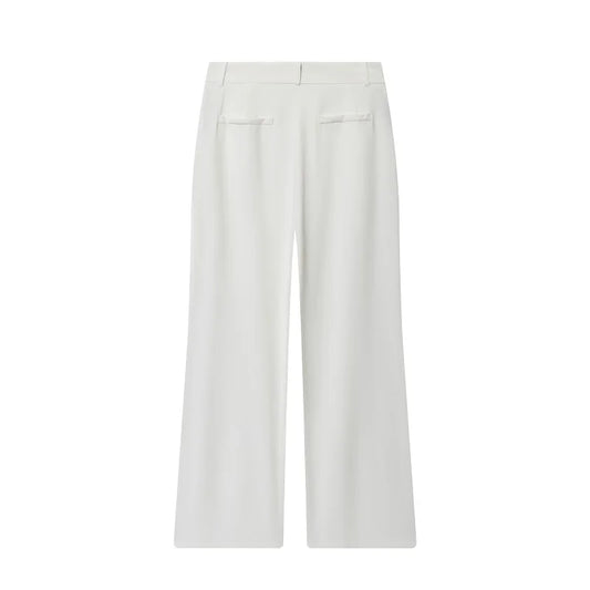 Weißes Wide-Leg Hosen-Set Damen – Lässige High-Waist Streetwear Hose mit Top