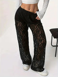 Jacquard Spitzen-Hose in Schwarz - JWANOFFIZIELL