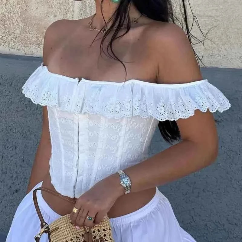 Rüschen Lace-up Top