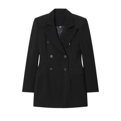 Langer Doppelstoff-Blazer in Midi-Länge – Elegante Business-Jacke in Schwarz