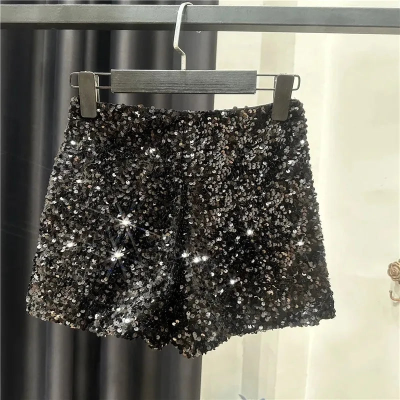 Pailletten-Samt Shorts Glänzend - JWANOFFIZIELL