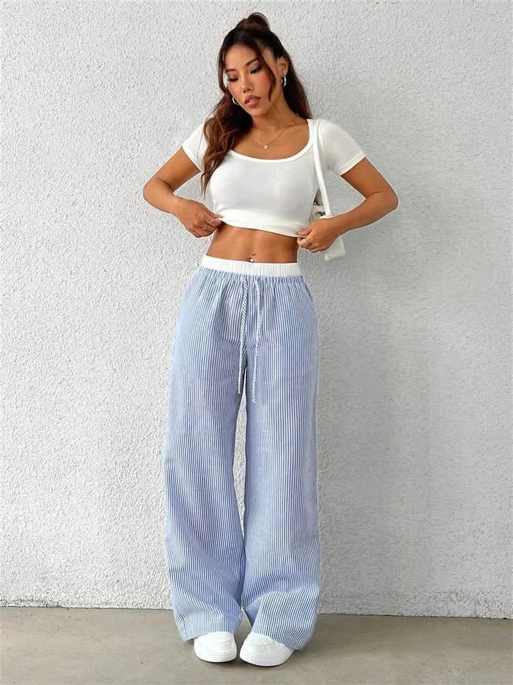 Gestreifte Wide-Leg Hose - JWANOFFIZIELL