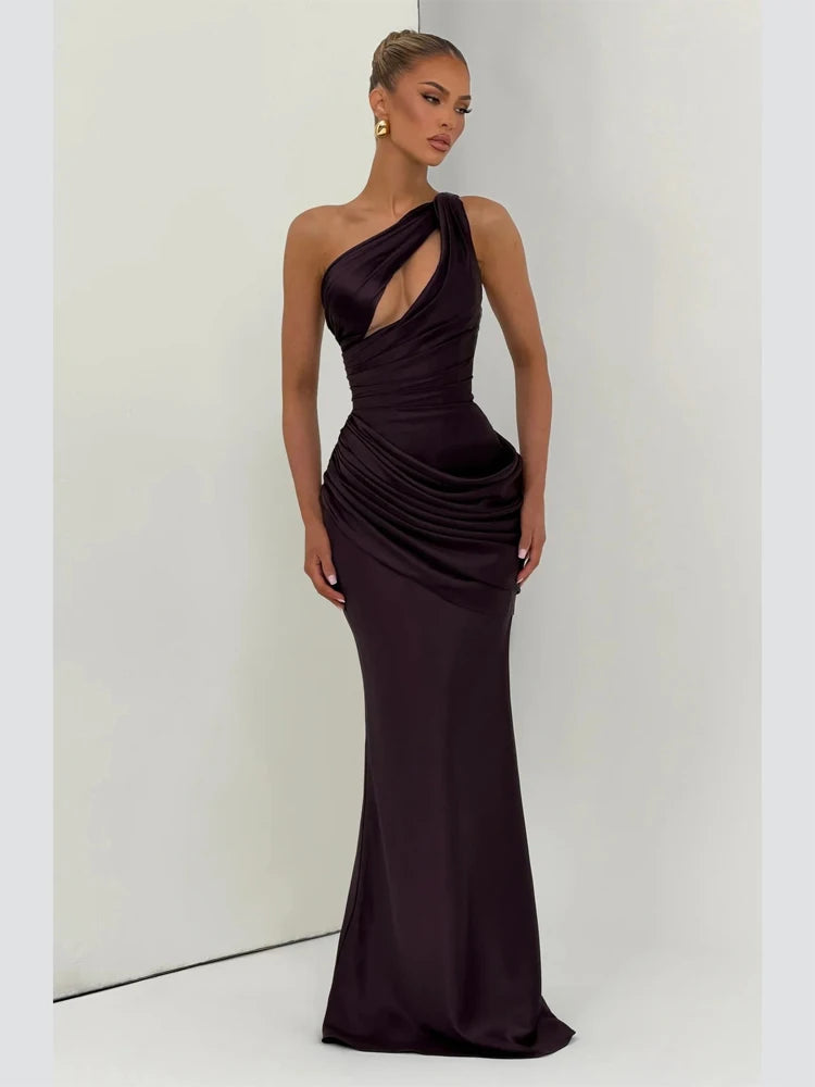 Drapiertes Satin-Maxikleid One-Shoulder - JWANOFFIZIELL