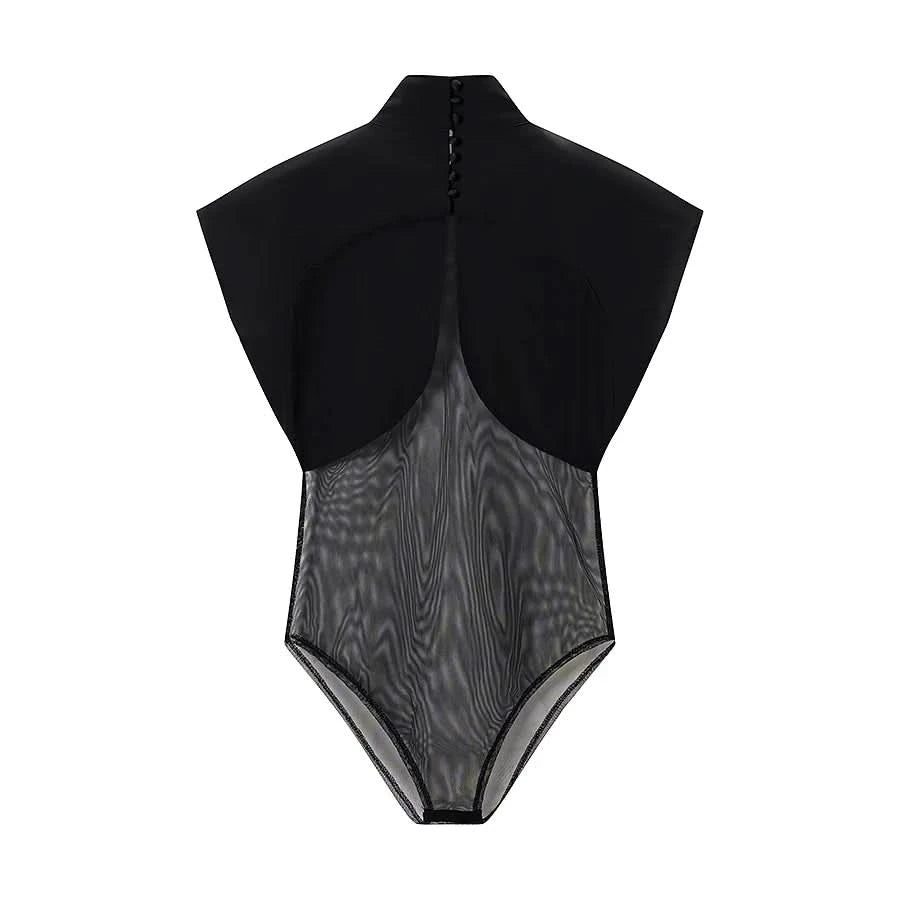 Tüll Patchwork Bodysuit