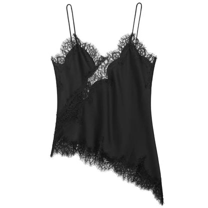 Damen Asymmetrisches Spitzen Camisole Top Off-Shoulder Y2K