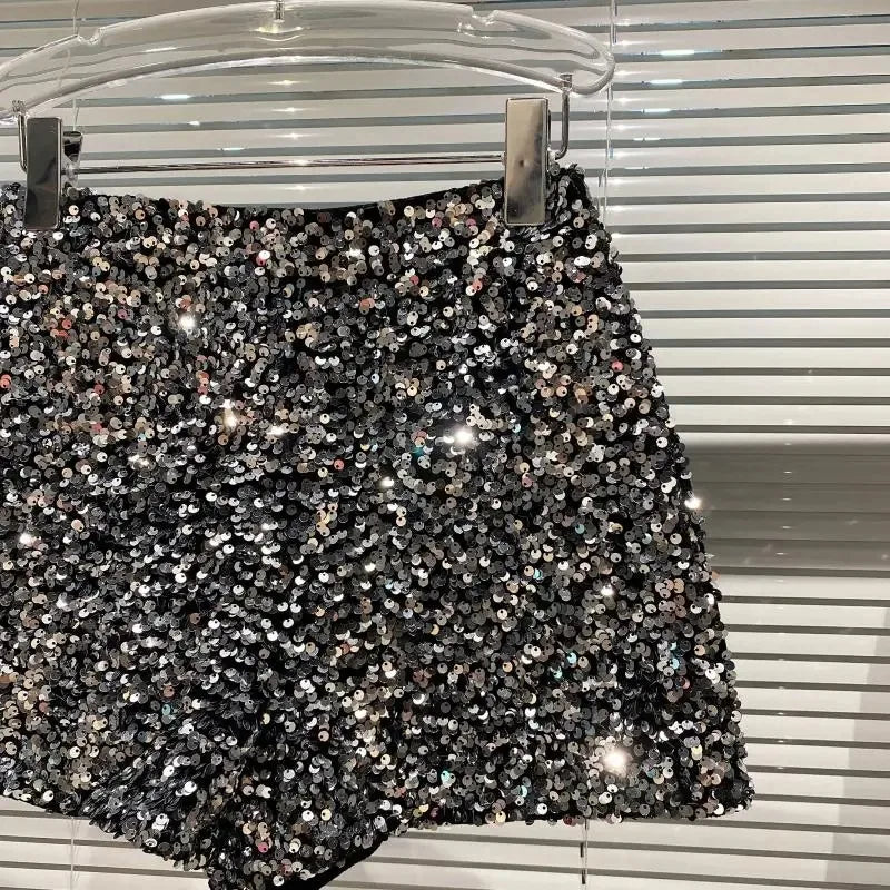 Pailletten-Samt Shorts Glänzend - JWANOFFIZIELL