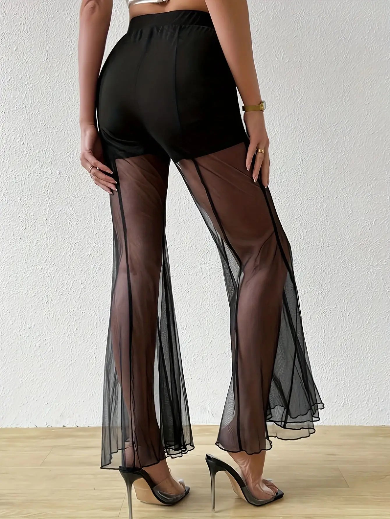 Weite Transparent-Schlaghose Damen – Perspective Style Sexy Nachtleben Streetwear