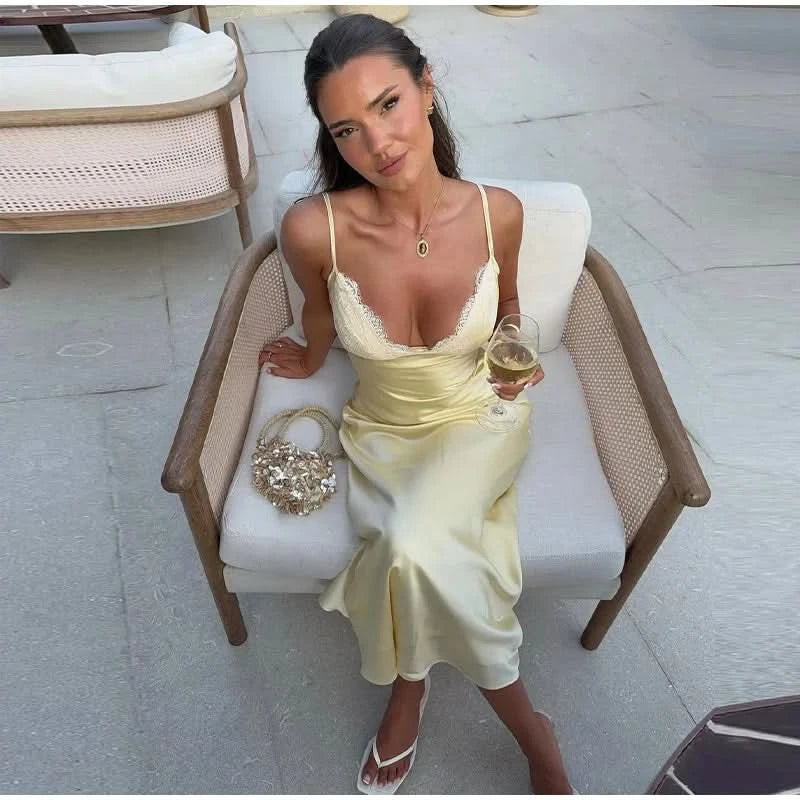 Spitzen Rückenfrei Kleid