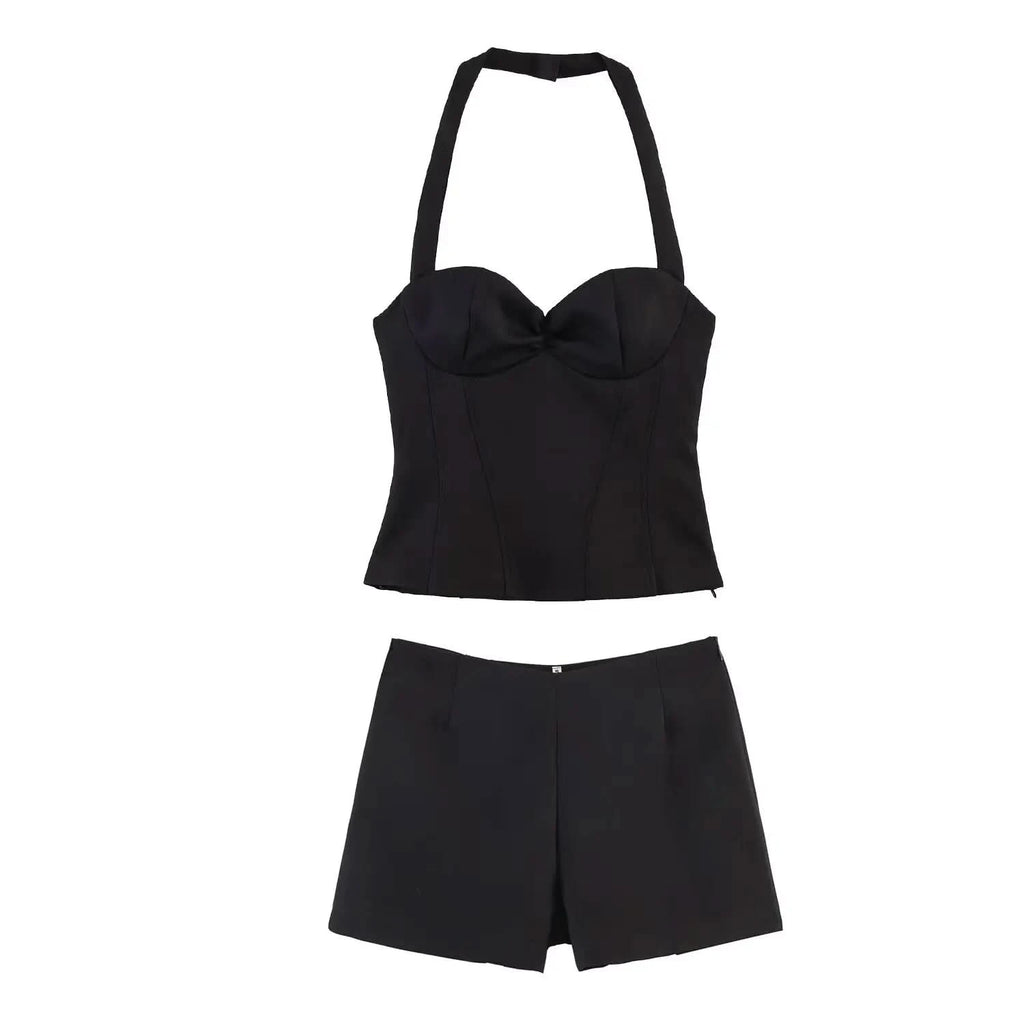 Punkte Halter Shorts-Set in Schwarz - JWANOFFIZIELL