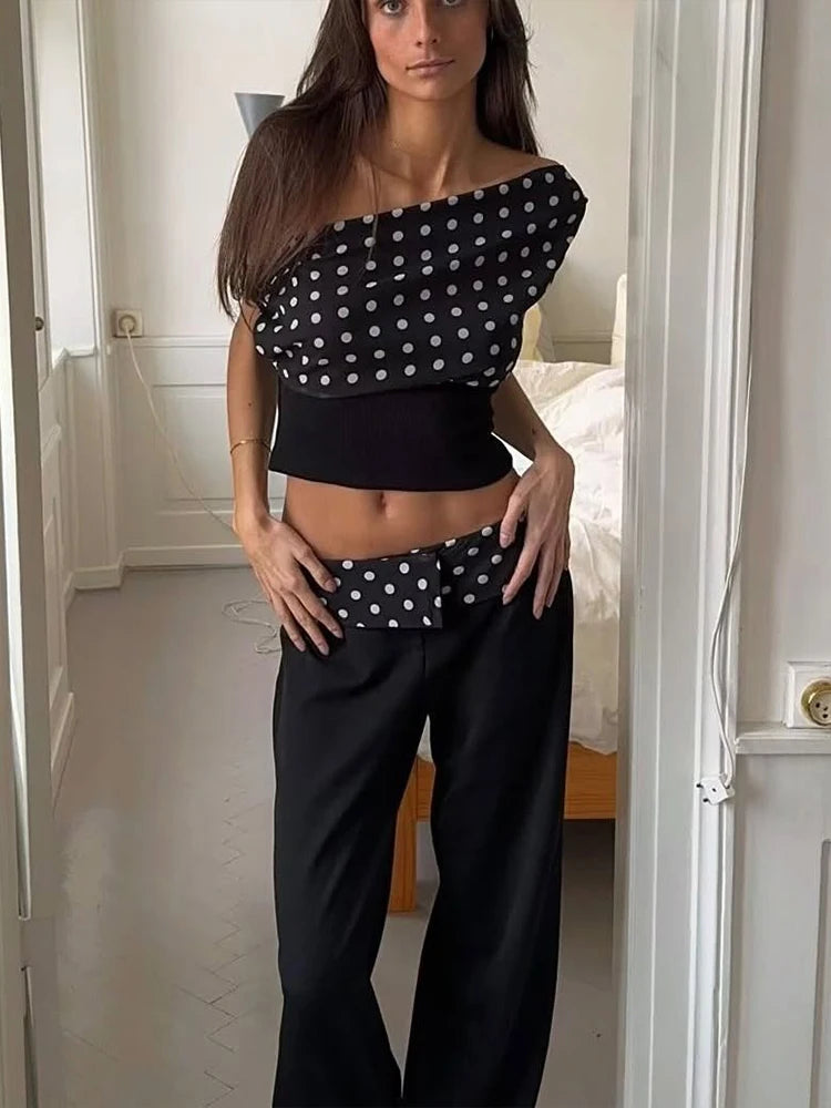 Damen Print Crop Tank Top Asymmetrisch Streetwear