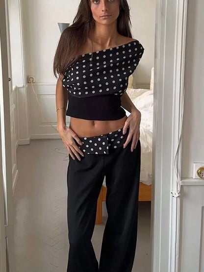Damen Print Crop Tank Top Asymmetrisch Streetwear