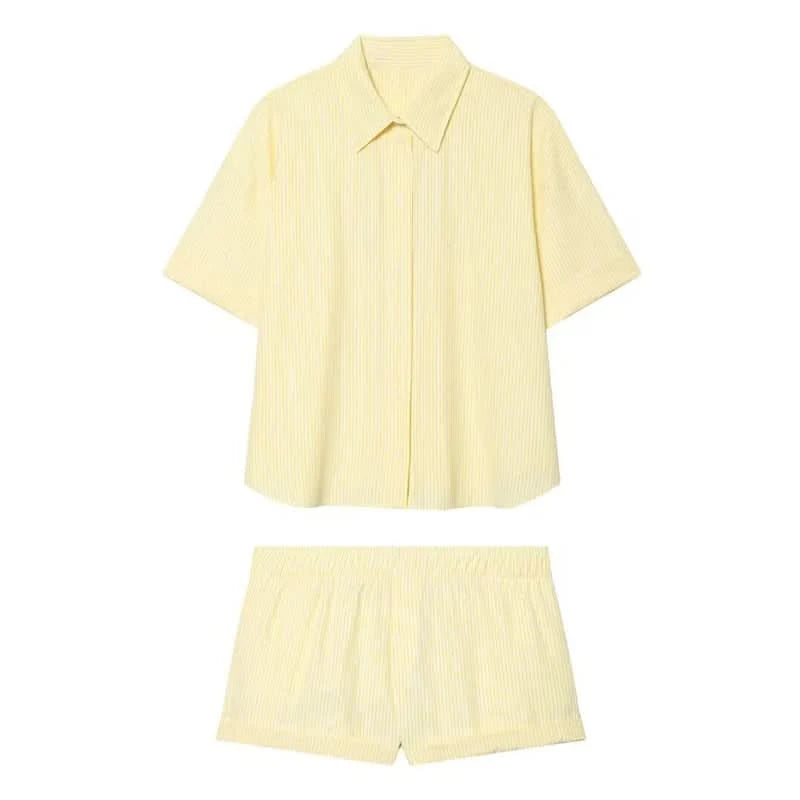 Streifen Shorts Set in Gelb - JWANOFFIZIELL