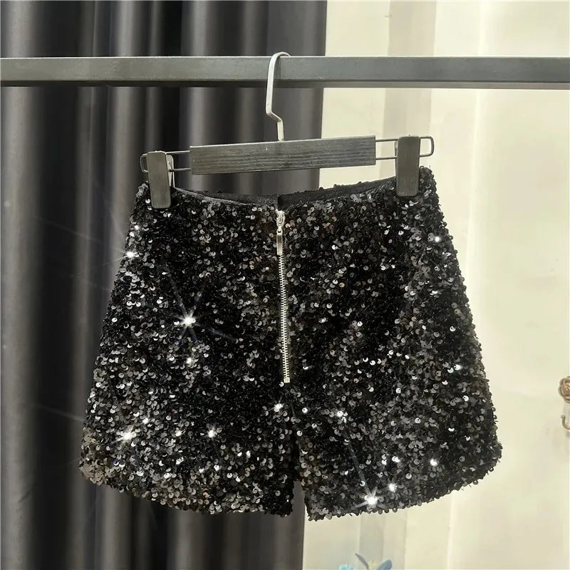 Pailletten-Samt Shorts Glänzend - JWANOFFIZIELL
