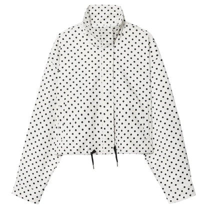Damen Oversized Polka Dot Bomber Jacke Crop Zip-Up
