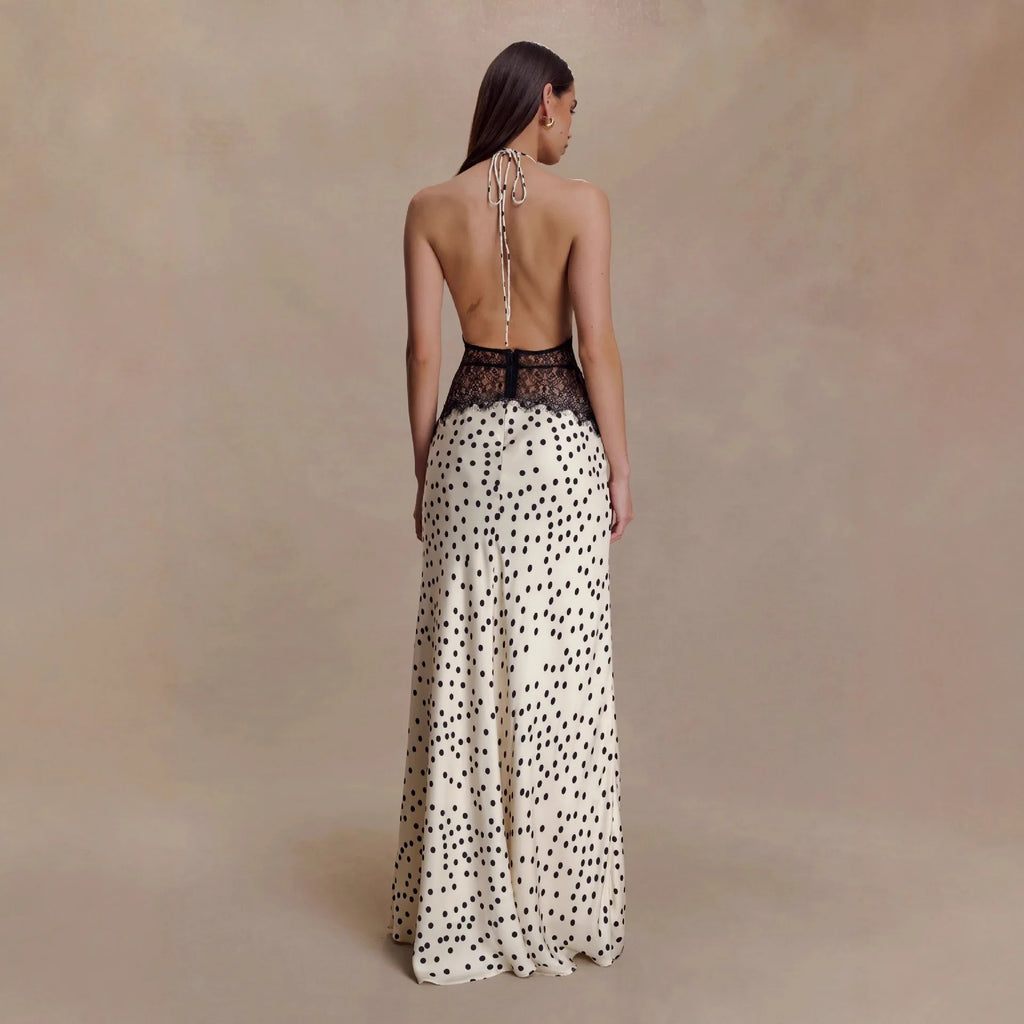 Polka-Dot Maxikleid Rückenfrei - JWANOFFIZIELL