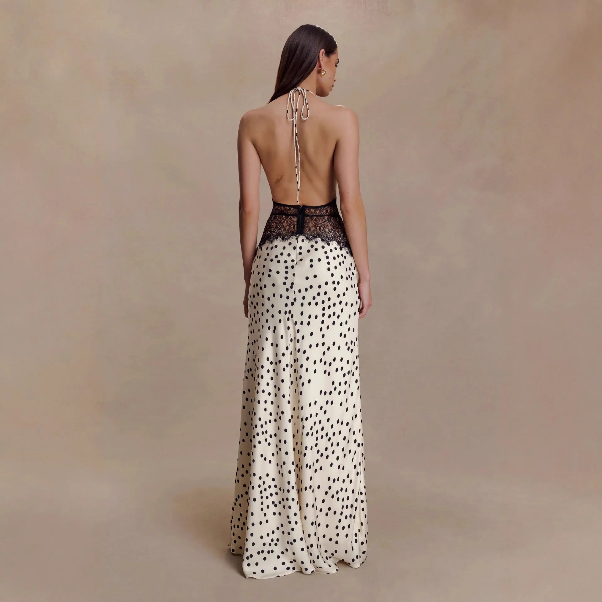 Polka-Dot Maxikleid Rückenfrei - JWANOFFIZIELL