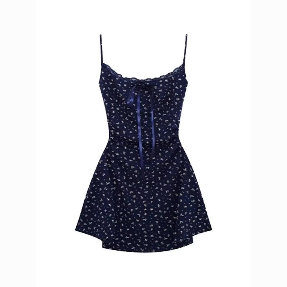 Women's Floral Mini Dress Spaghetti Straps Fitted